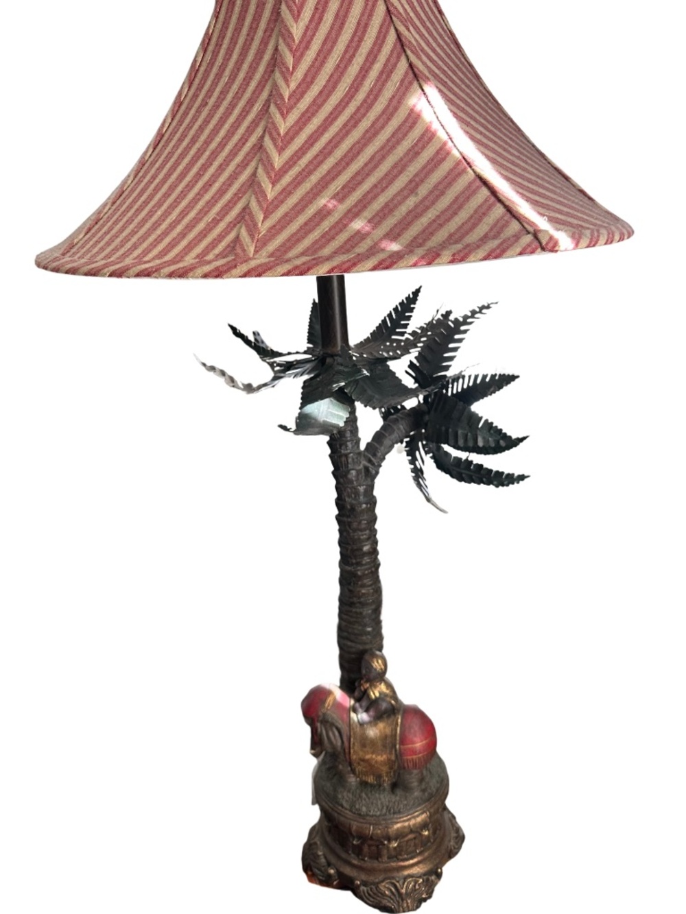 Large Vintage Tropical Elephant & Palm Tree Table Lamp - 34" 🌴🐘